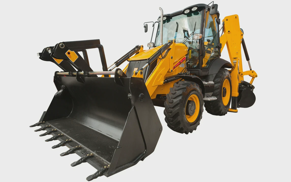 żółta ładowarko koparka